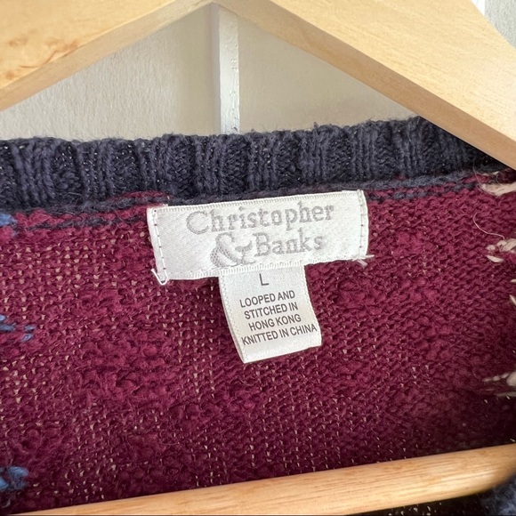 Vintage Christopher & Banks Multicolor Patchwork Style Cardigan Sweater Large - Picture 3 of 4